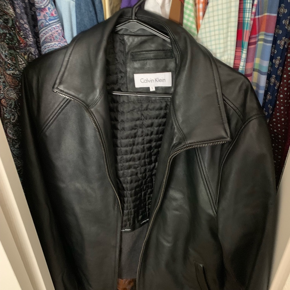 Calvin Klein black leather jacket